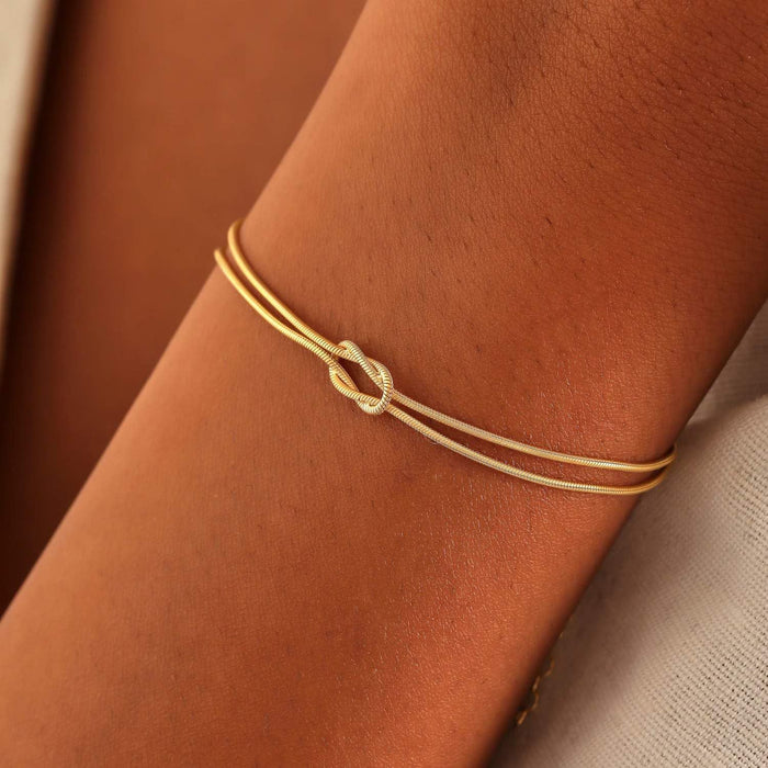 Wholesale Gold Love Knot Snake Bone Bracelet Unisex Infinity Heart Hand Chain Copper