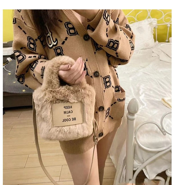 Wholesale Cute Plush Bucket Bag Handbag JDC-HB-DRS010