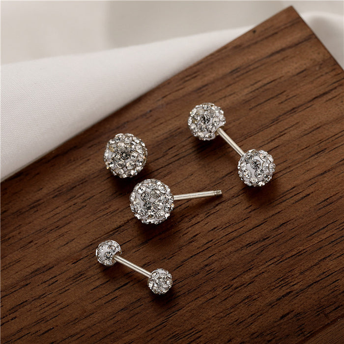 Wholesale Silver sparkling diamond ball with hanging earrings, simple and niche design, exquisite ear bone studs and earrings