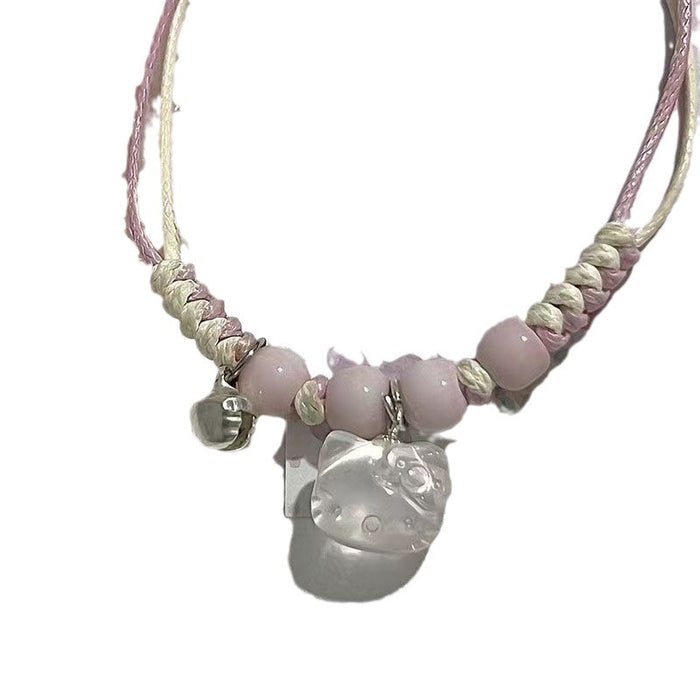 Wholesale Hand woven pink string bracelet, niche and cute