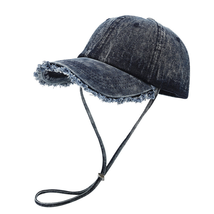 Wholesale Summer retro denim soft-top baseball Fashionhat with frayed edges