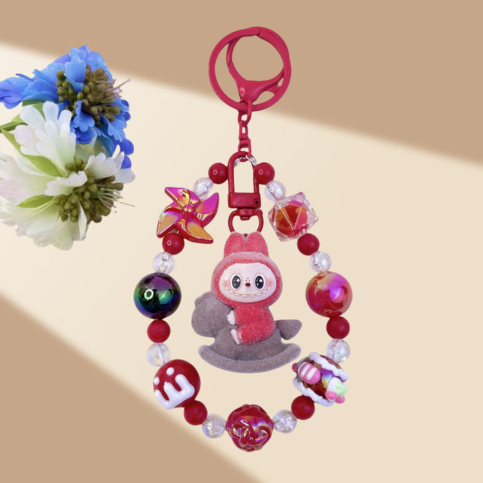 Wholesale Flocked Wizard Beaded Keychain