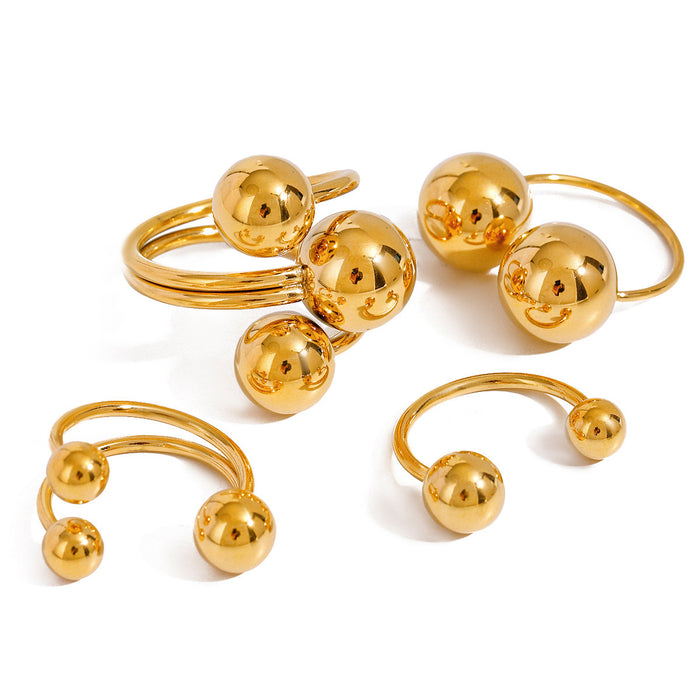 Wholesale Stainless steel gold ball ring fashion ring for women simple and elegant