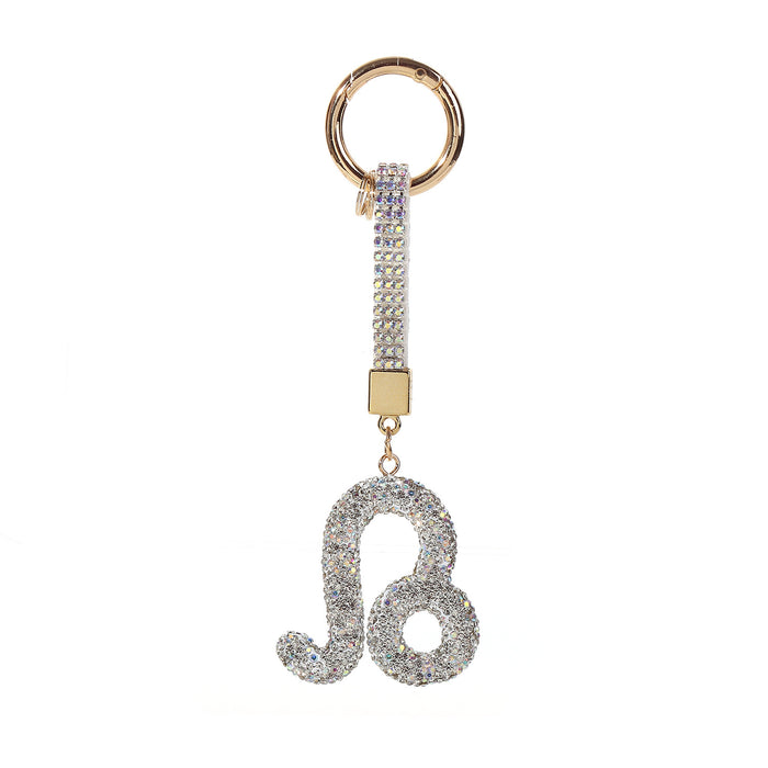 Wholesale Full Crystal Zodiac Keychain Diamond-Encrusted Car Key Chain,  Simple and Personalized Pendant