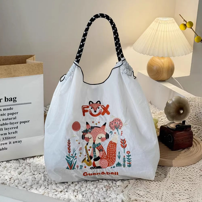 Wholesale Embroidered Eco-Friendly Shopping Bag Nylon Cartoon Handbag Women' s Crossbody Shoulder Bag