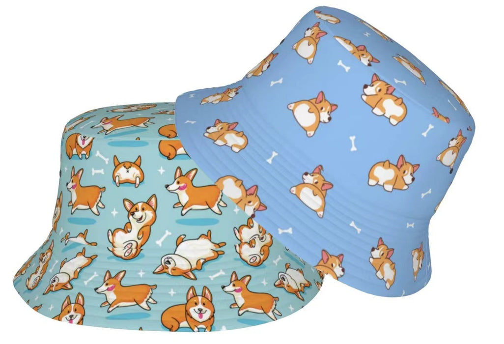 Wholesale geometric graffiti retro fisherman hat printed double-sided all-match basin hat outdoor sun hat