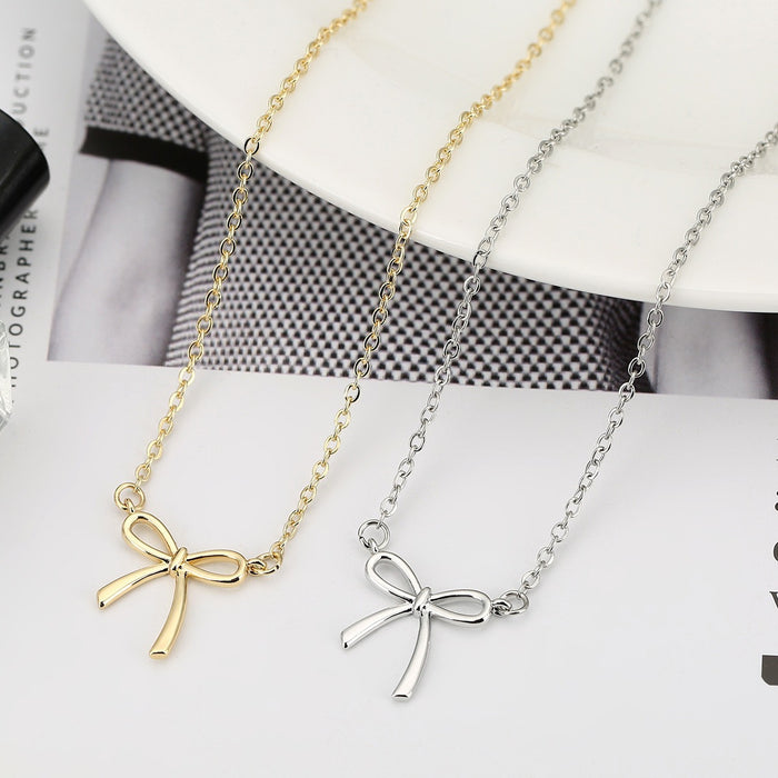 Wholesale New bow necklace, collarbone chain, light luxury, niche design, pendant, temperament necklace