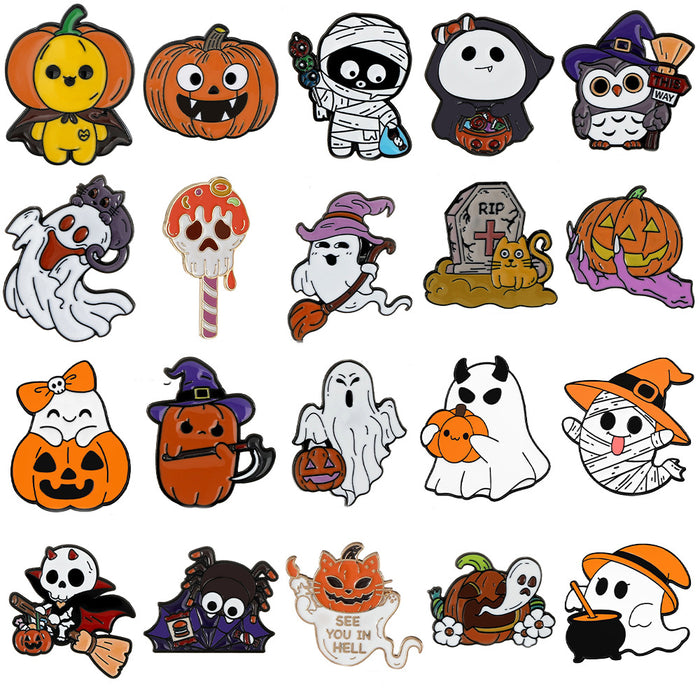 Wholesale Alloy Cartoon Brooch Ghost Skull Pumpkin Pin Fashion Accessory For Resale