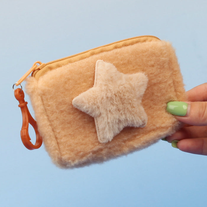 Wholesale Star Shaped Plush Pouch Boutique Coin Purse Earphone Bag Creative Pendant Gift