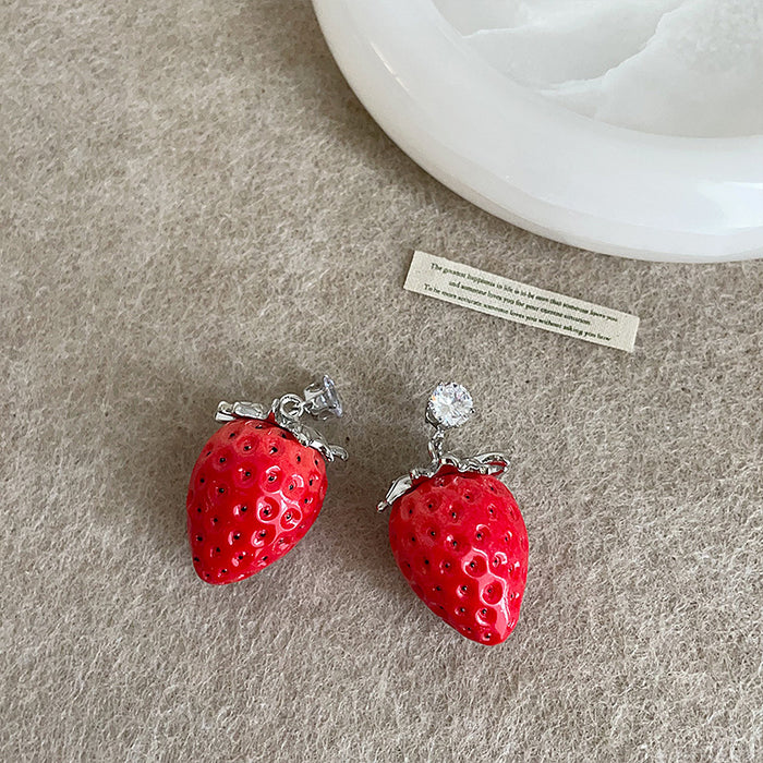 Wholesale Cute Red Realistic Strawberry long Necklace/Earrings