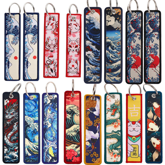 Wholesale Japanese Wave Weaving Marks Keychain Fabric Keychain Accessories