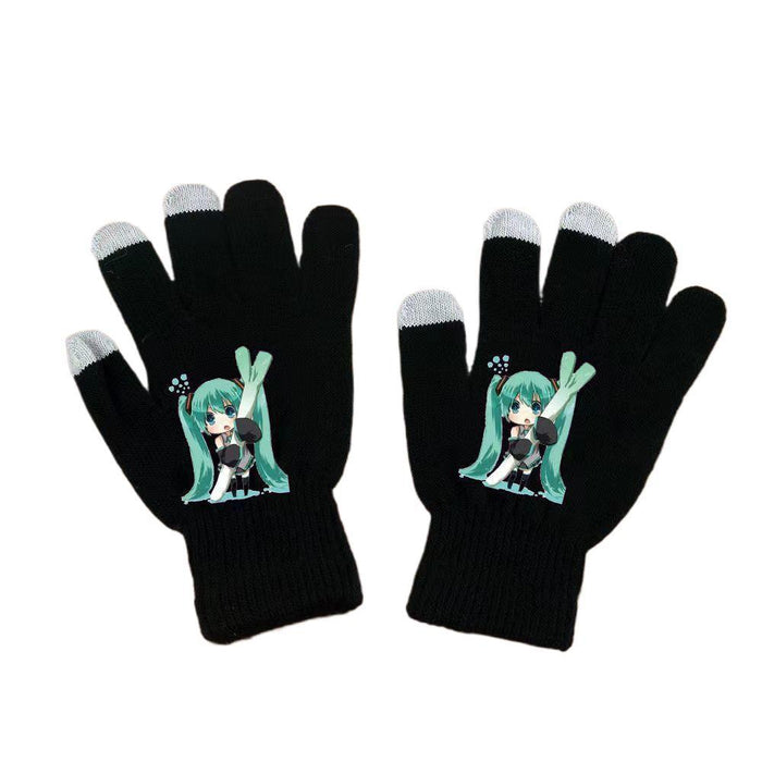 Wholesale Autumn and winter cold-resistant touchscreen full-finger windproof cycling knit gloves