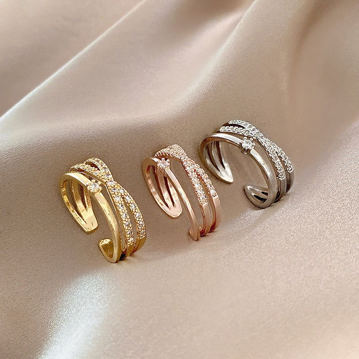 Wholesale Multi-layer Micro-inlaid Zirconia Open Copper Ring JDC-RS-SengW002