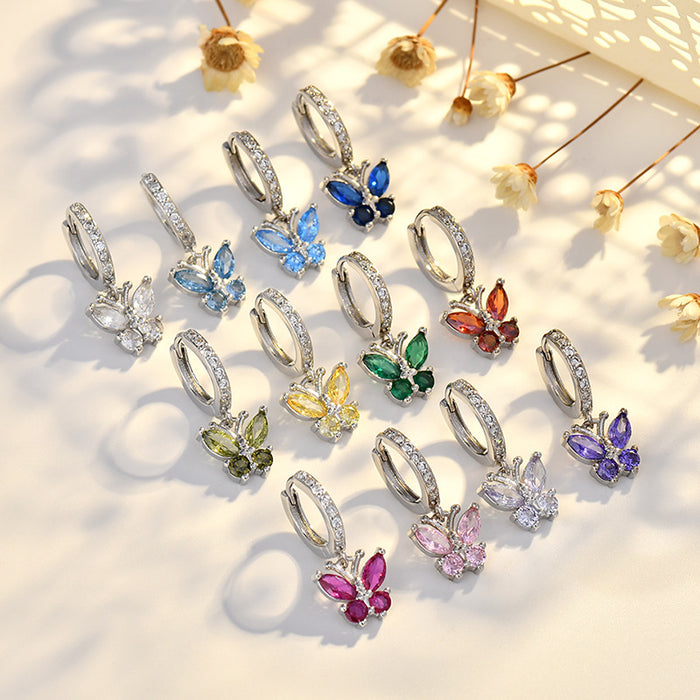 Wholesale Butterfly sterling silver needle earrings with fashionable and simple style, ear buckles, and headwear accessories