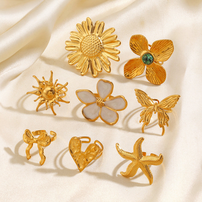 Wholesale Stainless Steel Adjustable rings Butterfly Hearts Starfish Sun Rings