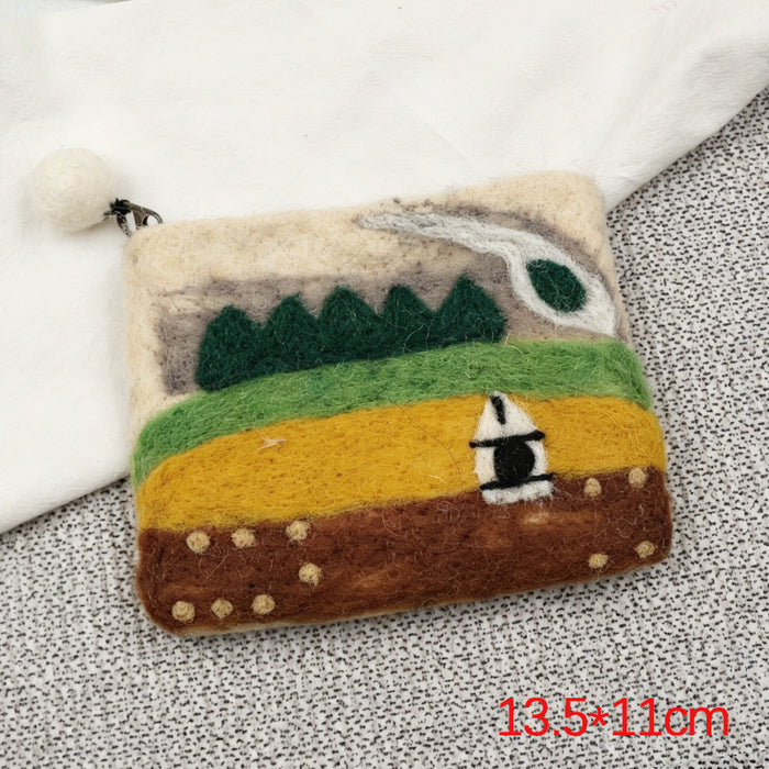 Wholesale Modern Felt Sheep Coin Purse Cute Cartoon Animal Phone Bag MOQ≥10