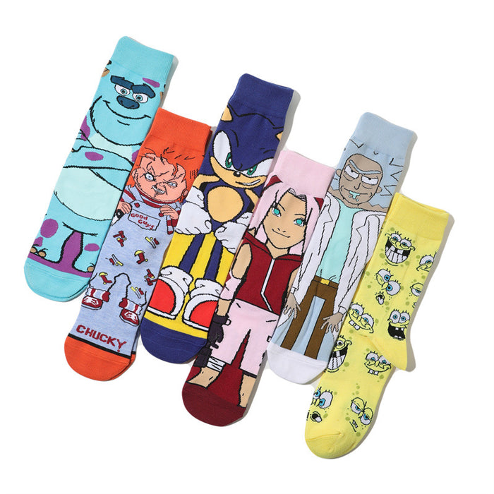 Wholesale Monster Cartoon Cotton Middle Socks JDC-SK-HuiHe048