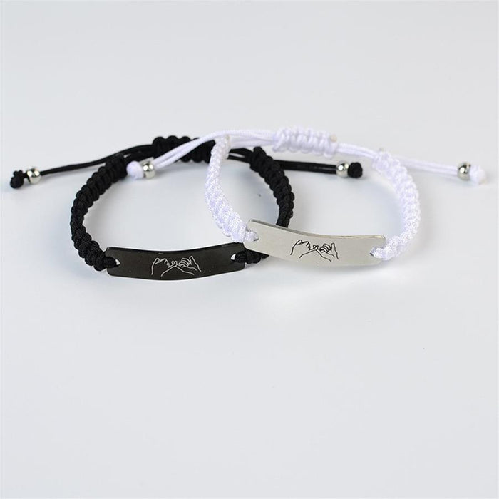 Wholesale Hook Friendship Stainless Steel Curved Black and White Men's and Women's Bracelets JDC-BT-LiR008