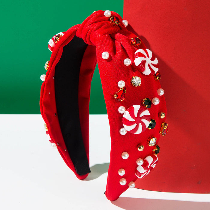 Wholesale Imitation Pearl Rhinestone Christmas Headband Santa Hair Fashion Accessory