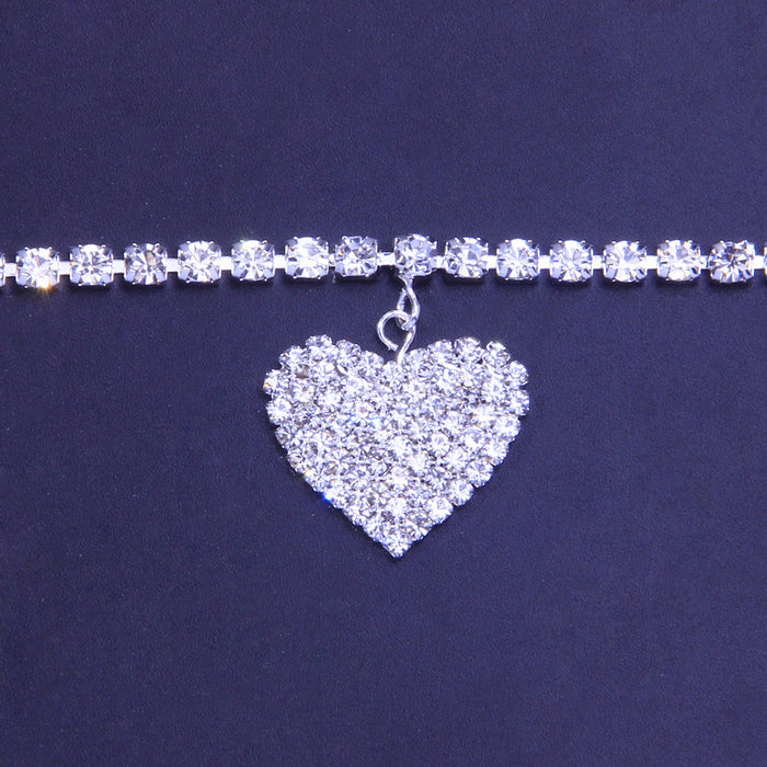 Wholesale  Full Diamond Love Anklet Personalized All-match  Diamond Heart-shaped Anklet  Beach Jewelry