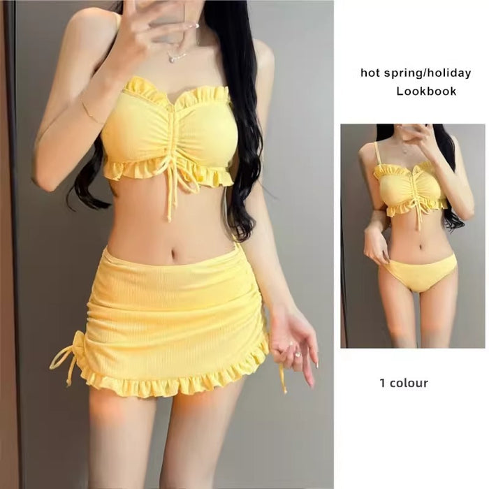 Wholesale South Korea Ins Summer High-end Bikini Sexy Slimming Flesh Covering Vacation Skirt Split Swimsuit Hot Spring Swimsuit