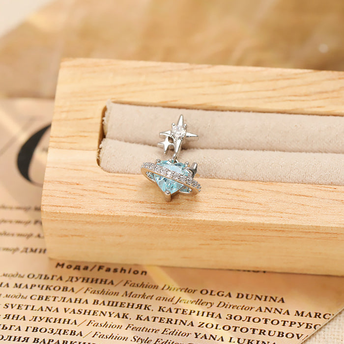 Wholesale Women's Titanium Steel Four-Pointed Star Heart Earrings