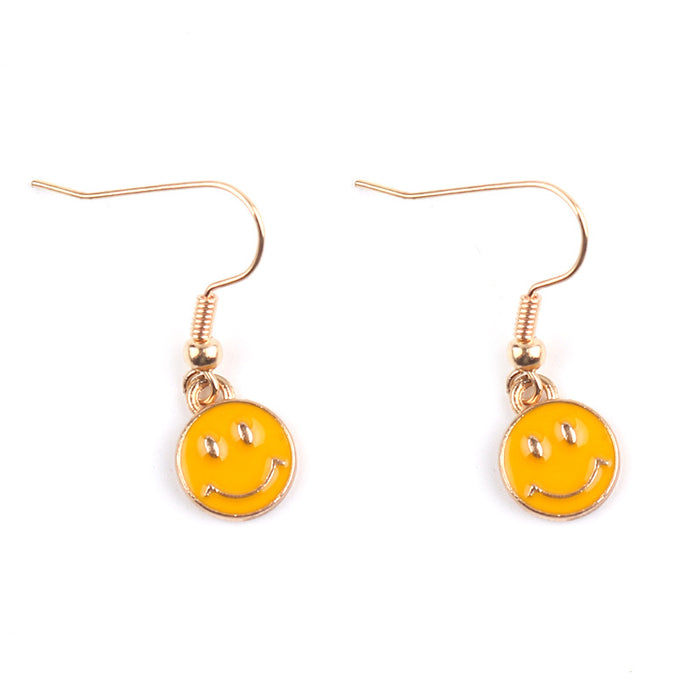 Wholesale Cartoon Smiley Face Alloy Pendant Earrings JDC-ES-FuYu006