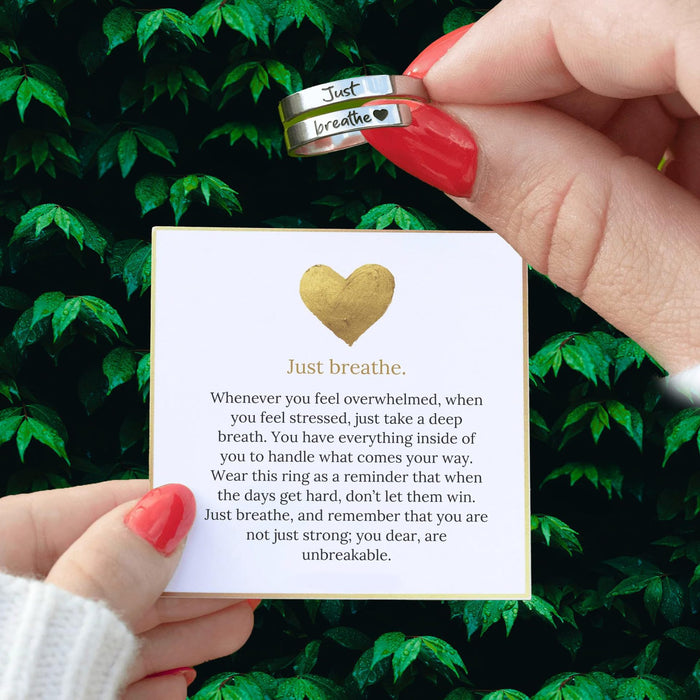 Wholesale Stainless steel motivational ring with an open mouth, women's letter ring with engraved letters and card