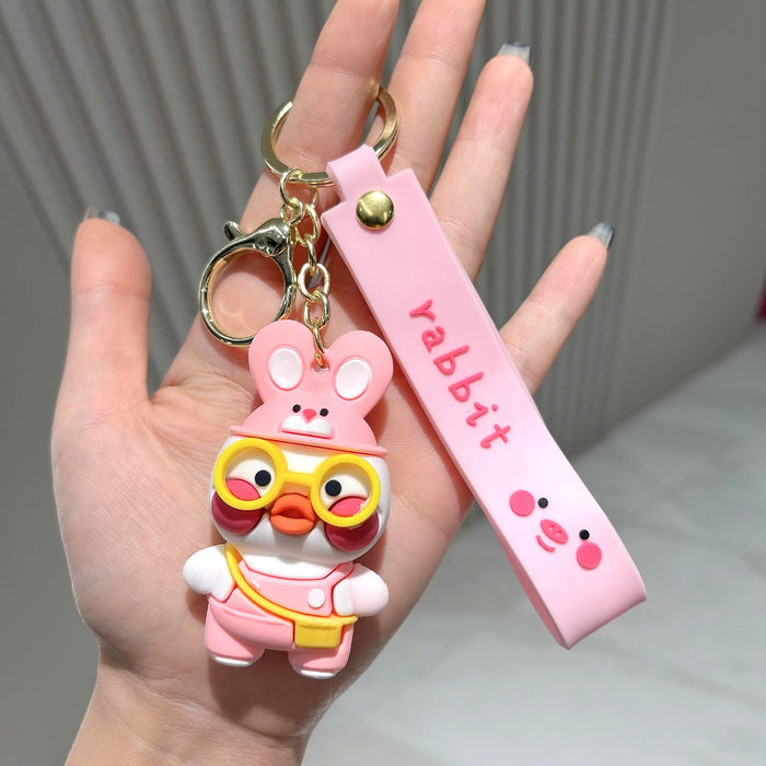 Wholesale Cartoon Cute Little Yellow Duck PVC Keychain JDC-KC-MRan010