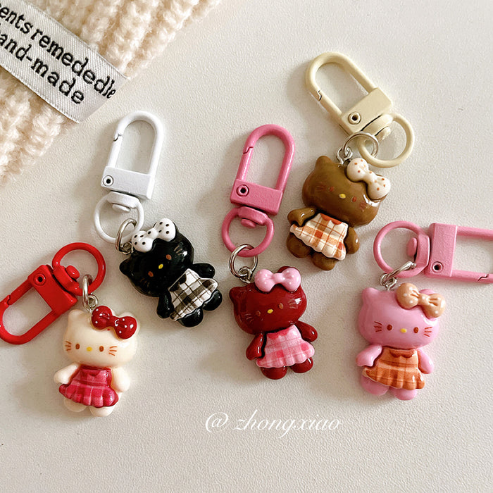 Wholesale Cute plaid skirt keychain pendant cartoon backpack hanging accessory with accessories