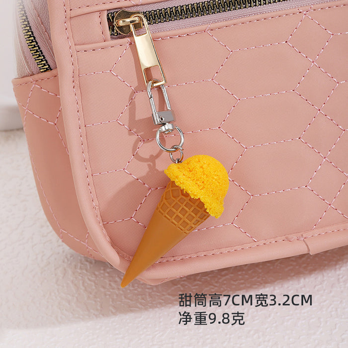 Wholesale PVC Cartoon Ice Cream Cone Keychain Fashion DIY Accessory MOQ≥2