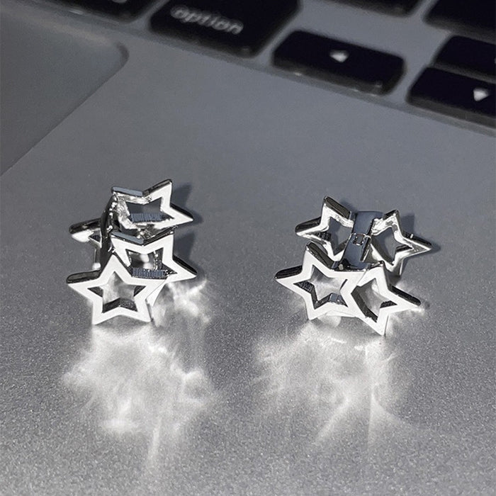 Wholesale Star Ear Buckle Earrings Niche Design Simple Hollow Star Earrings