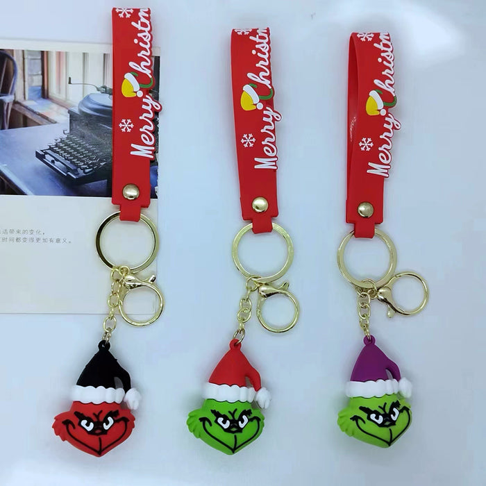 Wholesale cartoon Christmas hat clown keychain pendant bag car key chain accessories gift