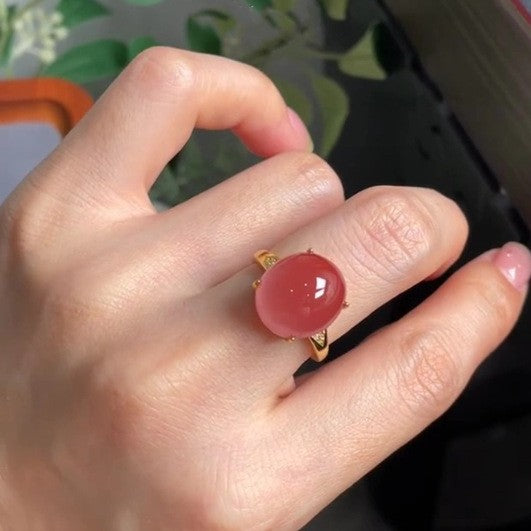 Wholesale women' s red ice transparent egg noodle index finger ring