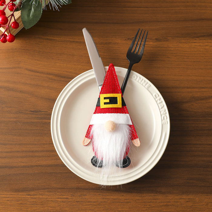 Wholesale Christmas knife and fork set Felt cloth faceless old man knife and fork set Christmas home table decorations