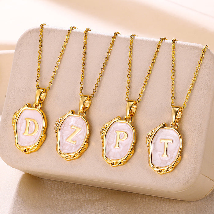 Wholesale Capital Initial Oil Drop Pendant Necklace Fashion Simple Three-dimensional