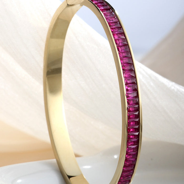 Wholesale Stainless steel bracelet with half-circle full diamond clasp