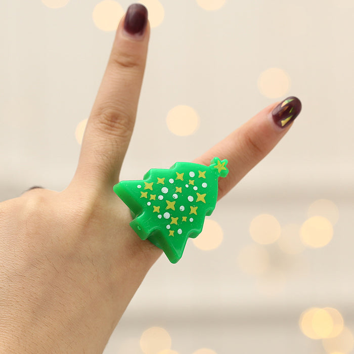Wholesale Christmas Glowing Cartoon Soft Rubber Ring Prom Party Party Finger Lamp Kidsren' s Toy Elderly Elk Ring