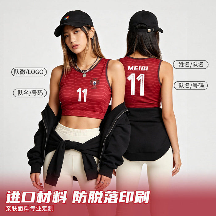 Wholesale World Cup National Team Football Girls Crop Top Short-Sleeve Sports Vest