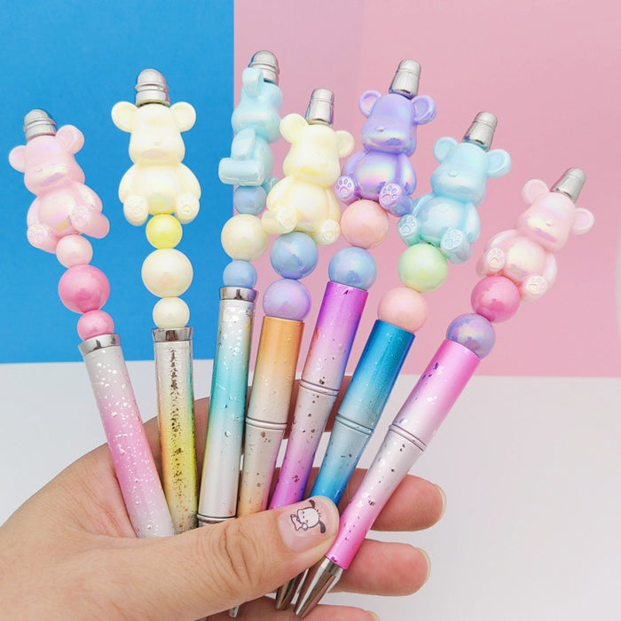 Wholesale Plastic Cartoon DIY Bead Pen Cute Bear Decompression Tube Bead Pen JDC-PN-GanCai004