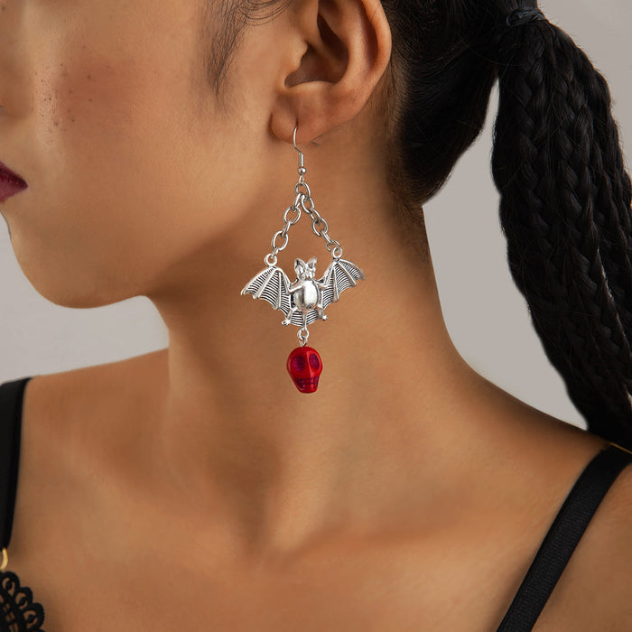 Wholesale Skull Bat Earrings Dark Creative Alloy Drop Earrings Fashion Accessory MOQ≥2