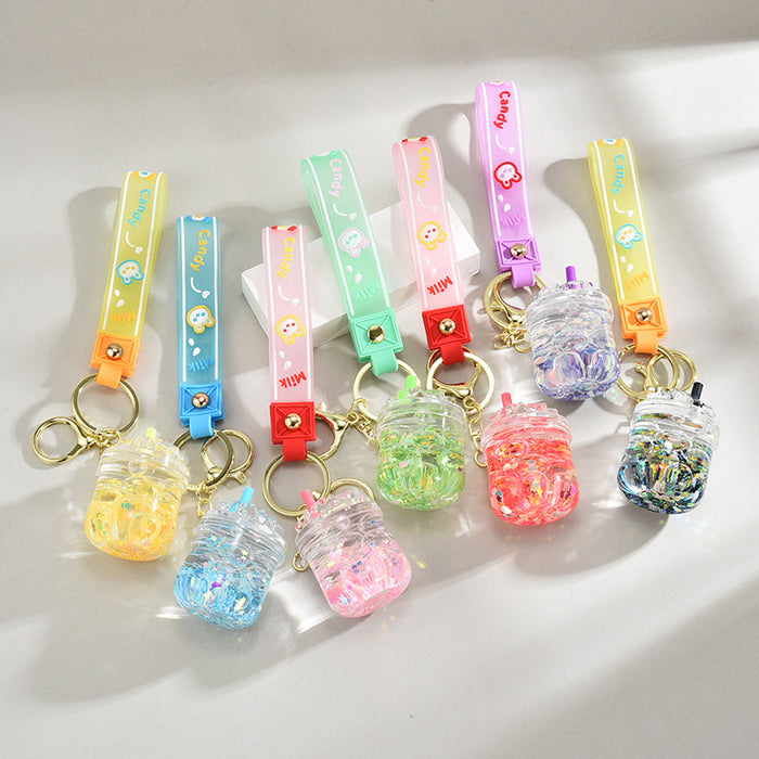 Wholesale Acrylic oil-filled pendant,  glow-in-the-dark iceberg cup keychain