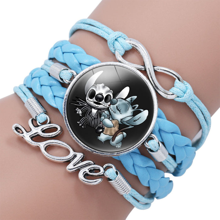 Wholesale Time Gemstone Multi-layered Leather Blue Bracelet JDC-BT-DMu004