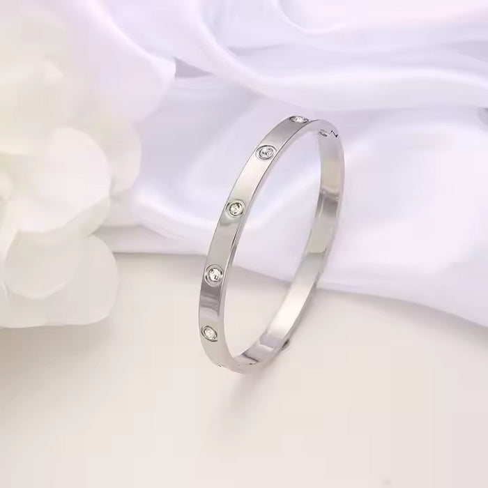 Wholesale Advanced Titanium Steel Buckle Gold Full Diamond Bracelet Non Fading Jewelry