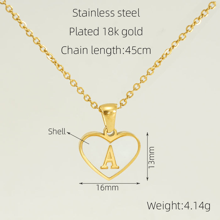Wholesale 26-letter English letter element heart-shaped stainless steel necklace