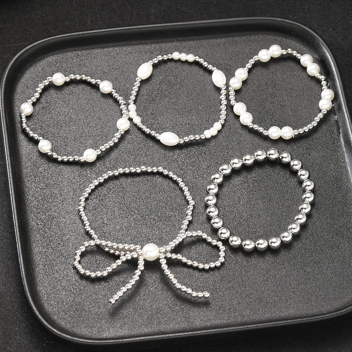 Wholesale CCB round pearl bow bracelet