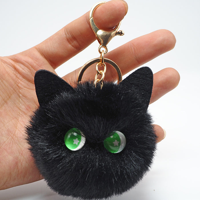 Wholesale Handmade cartoon cat plush pendant, furry ball, car keychain, backpack ornament