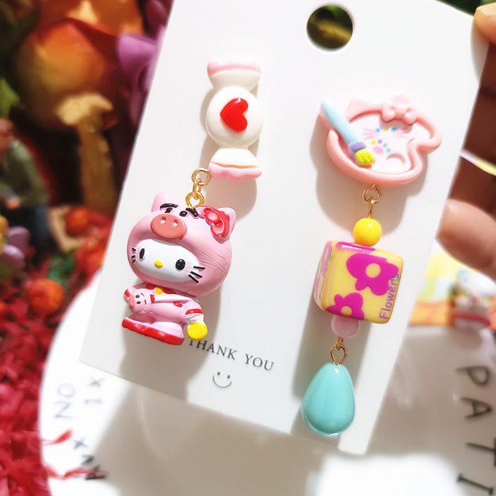 Wholesale cute  cat angel cat funny silver cartoon earrings women' s earrings