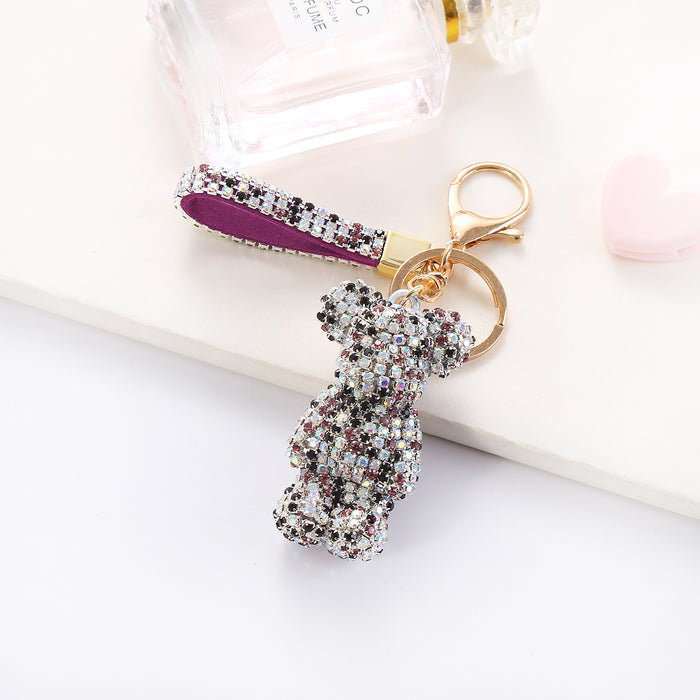 Wholesale Cartoon Rhinestone  Plush Keychain Cute Key Ring