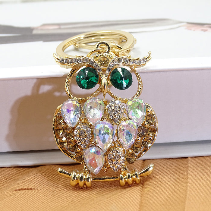 Wholesale Creative jewelry bag pendant alloy diamond shiny acrylic cute owl